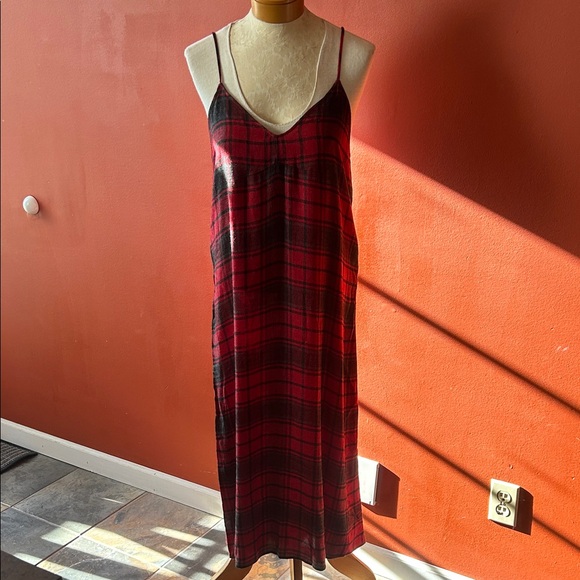 Zara Red and Dark Grey Plaid Maxi Dress - Picture 5 of 8